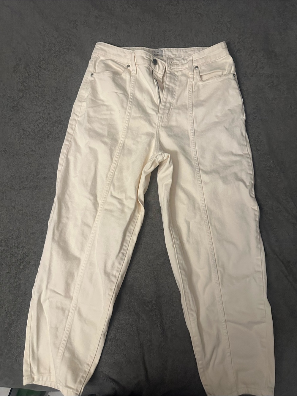 Forever 21 Cream Straight-Leg Jeans